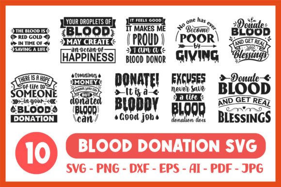 Blood Donate Svg Quote Typography Bundle for Crafts and Graphics