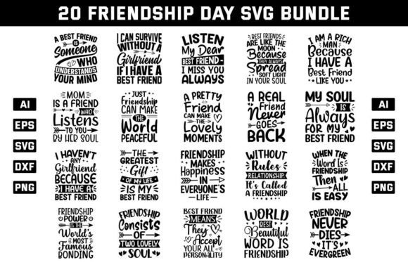 Friendship Day SVG Quote Bundle for Local Business Graphics