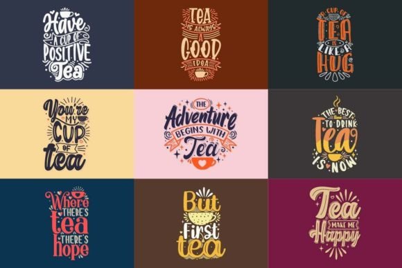 Tea Bundle Quote Typography SVG for Crafts and Graphics